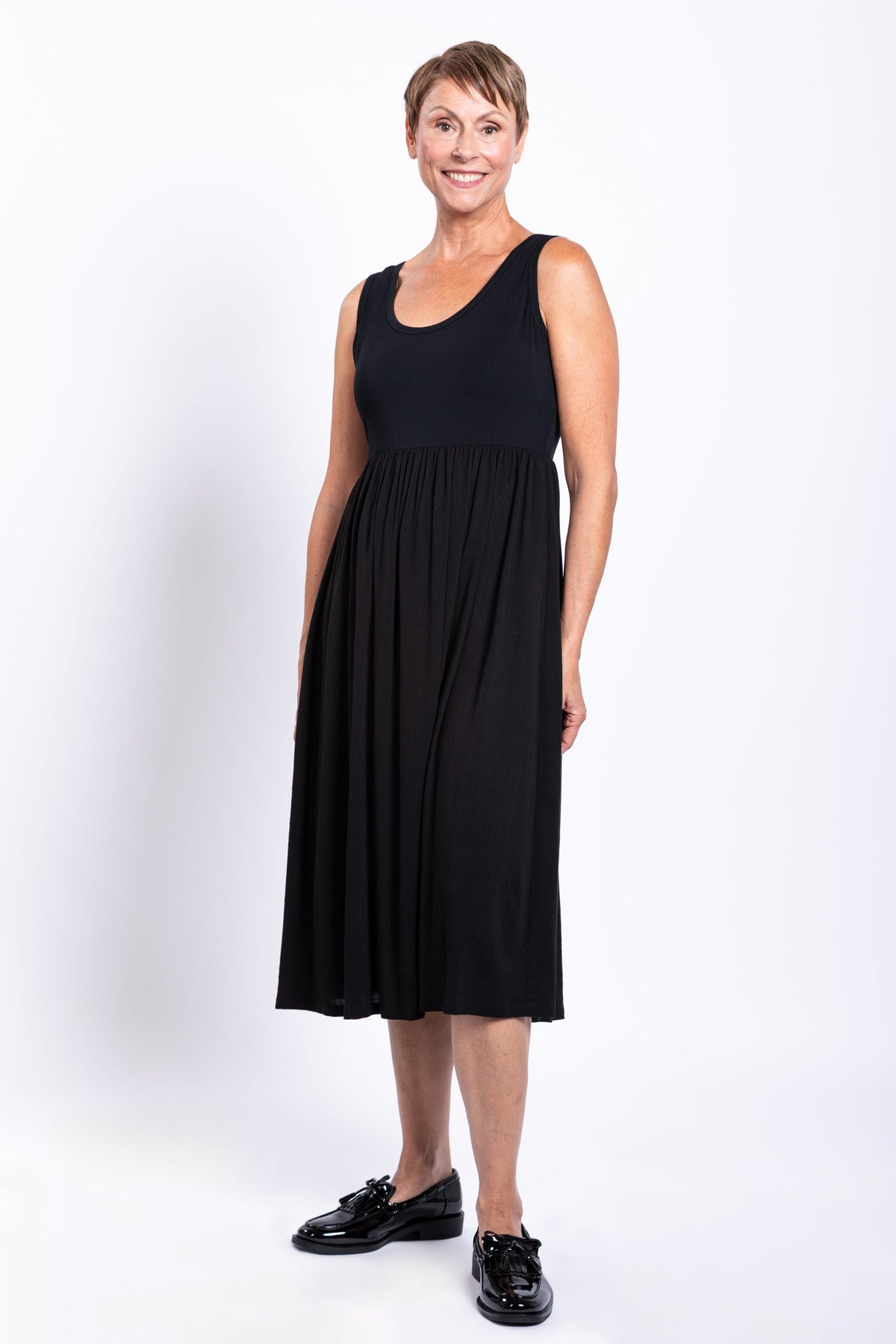 Paloma Dress, Black, Linen Bamboo