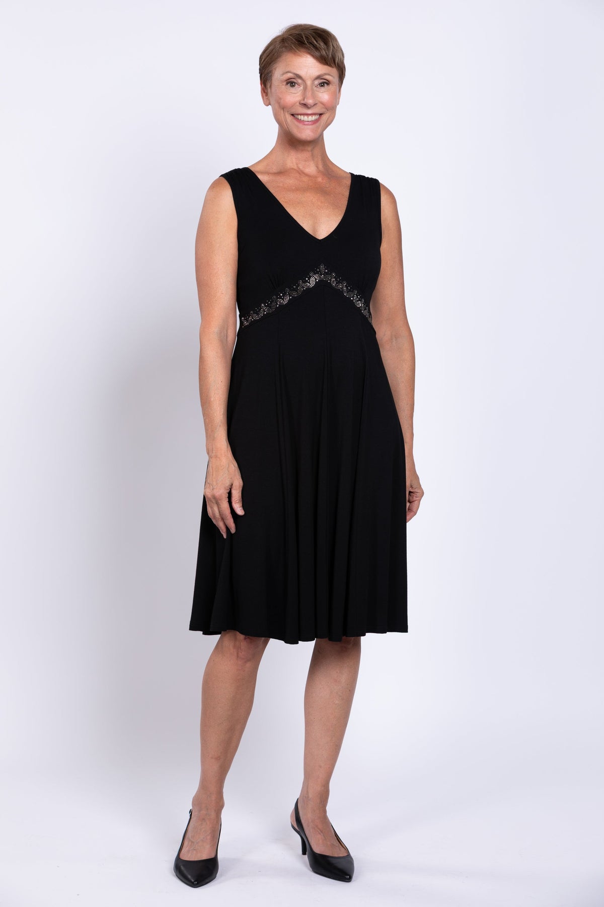 Pamela Dress, Black Diamond, Bamboo