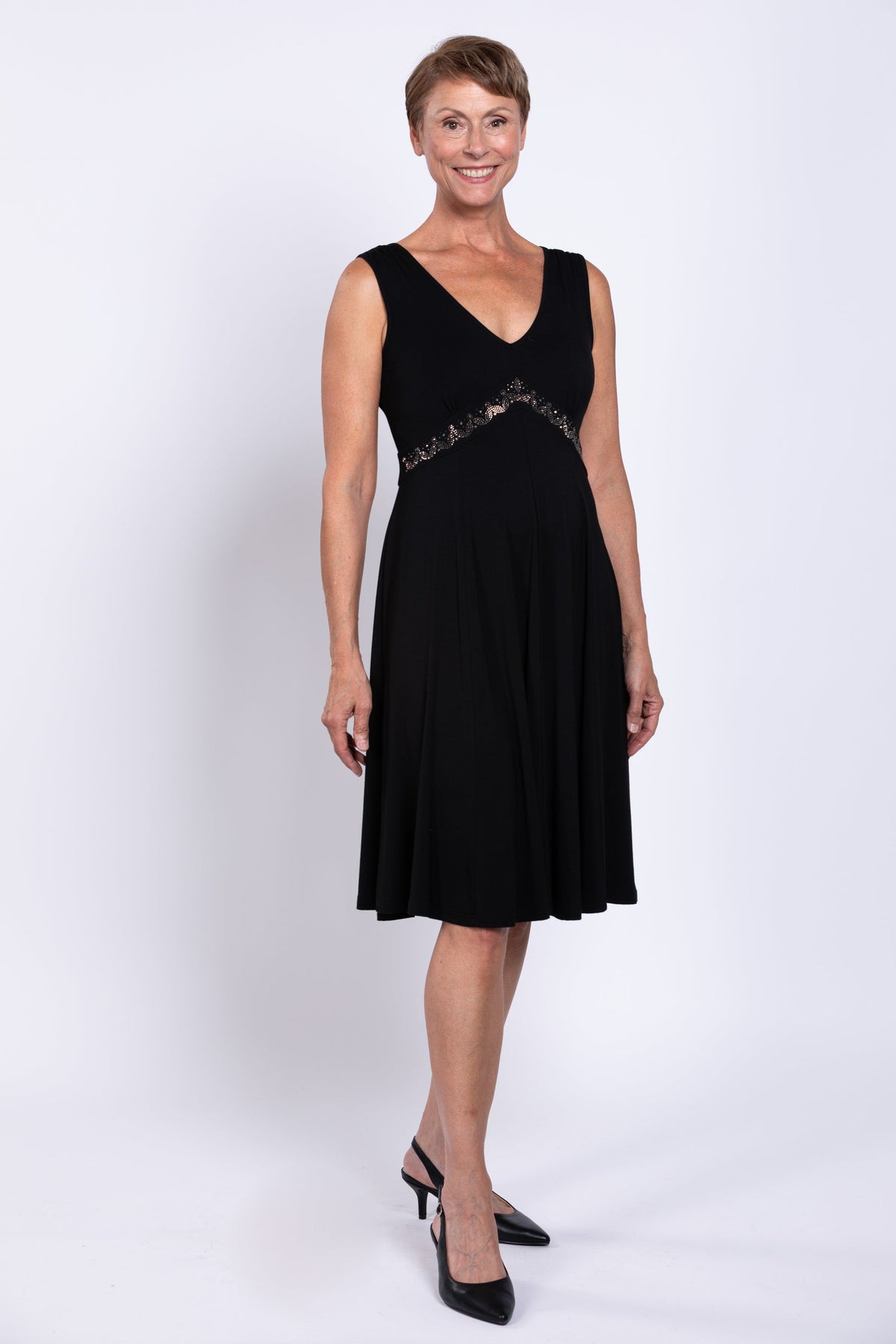 Pamela Dress, Black Diamond, Bamboo