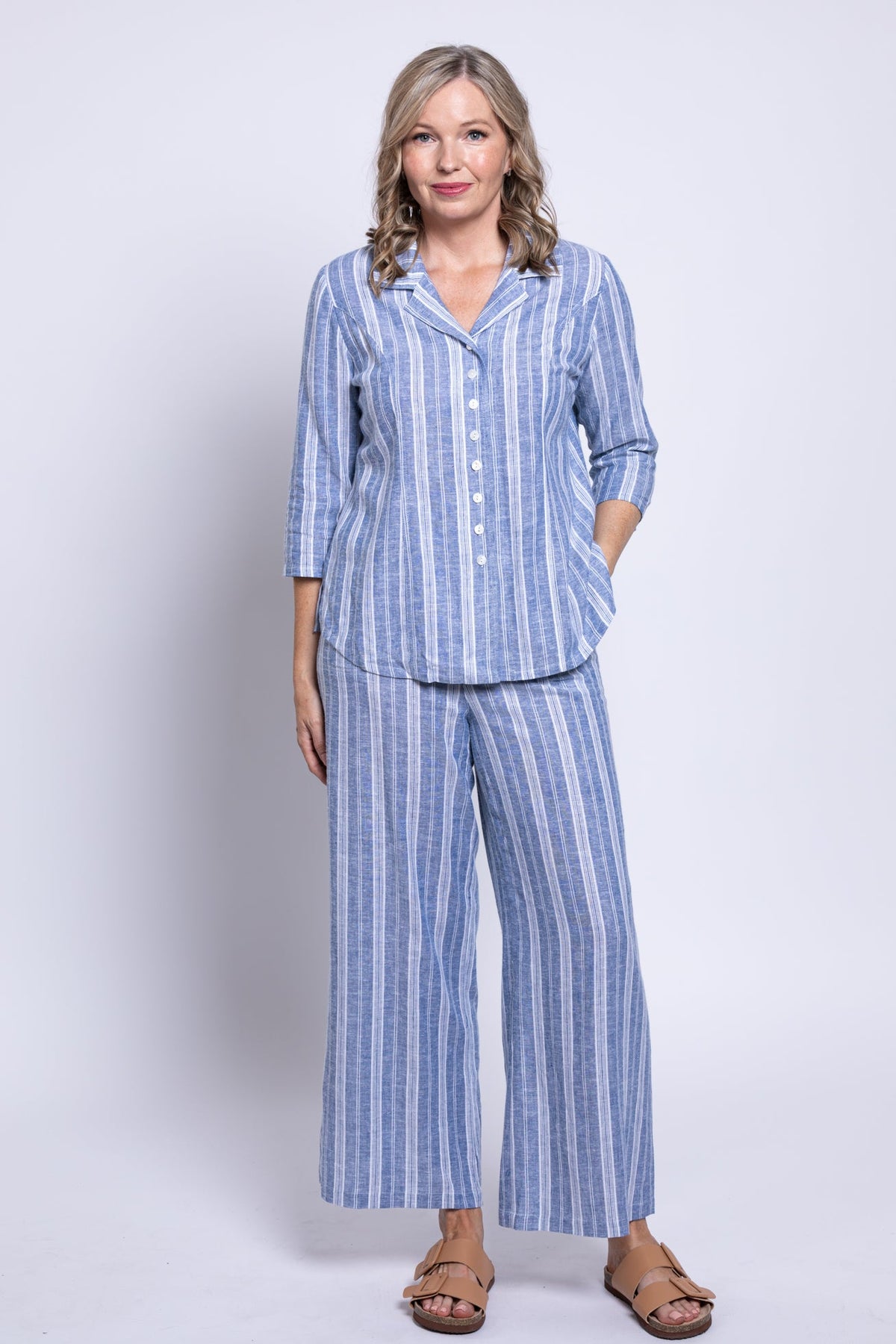 Parker Pant, Denim Stripe, Linen Viscose