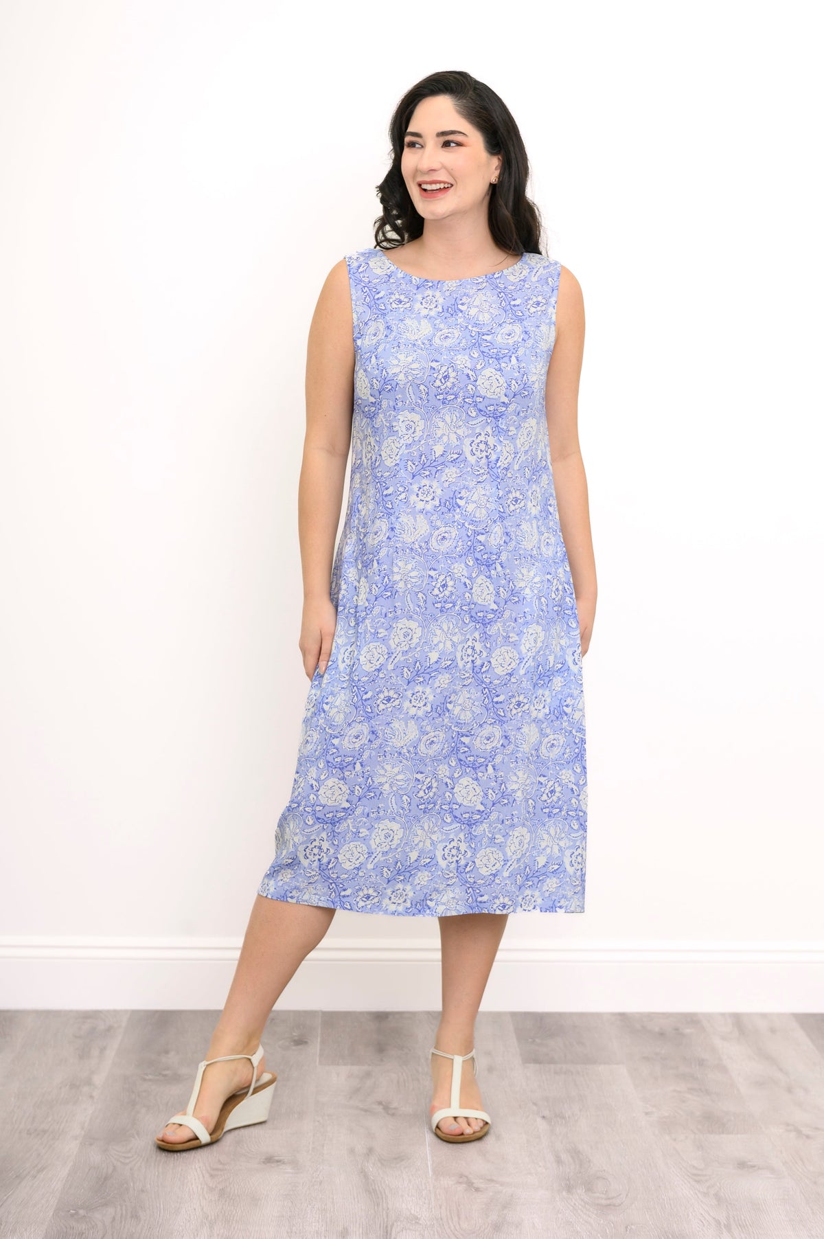 Patricia Dress, Peri Teatime, Linen Bamboo