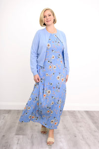 Patricia Long Dress, Peri Daisy, Linen Bamboo