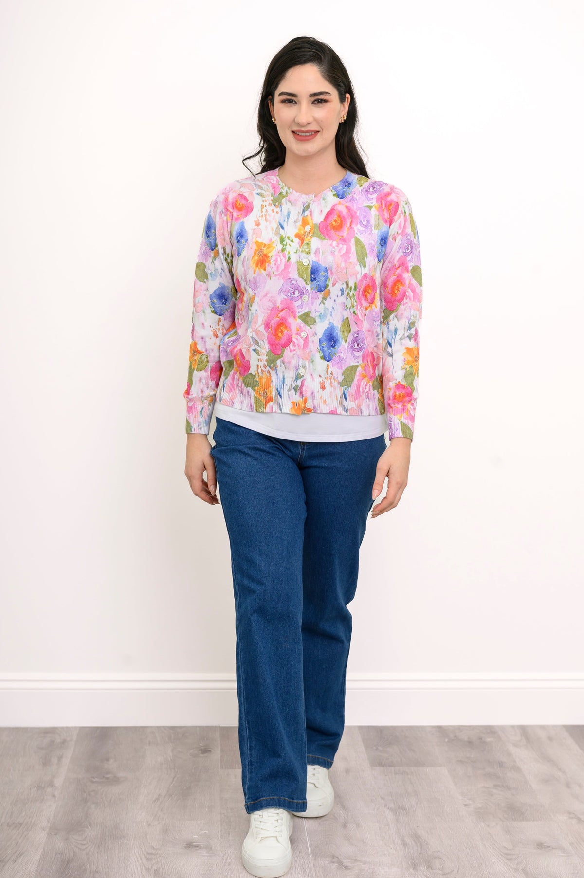 Patti Cardigan, Pink Bouquet, Cotton