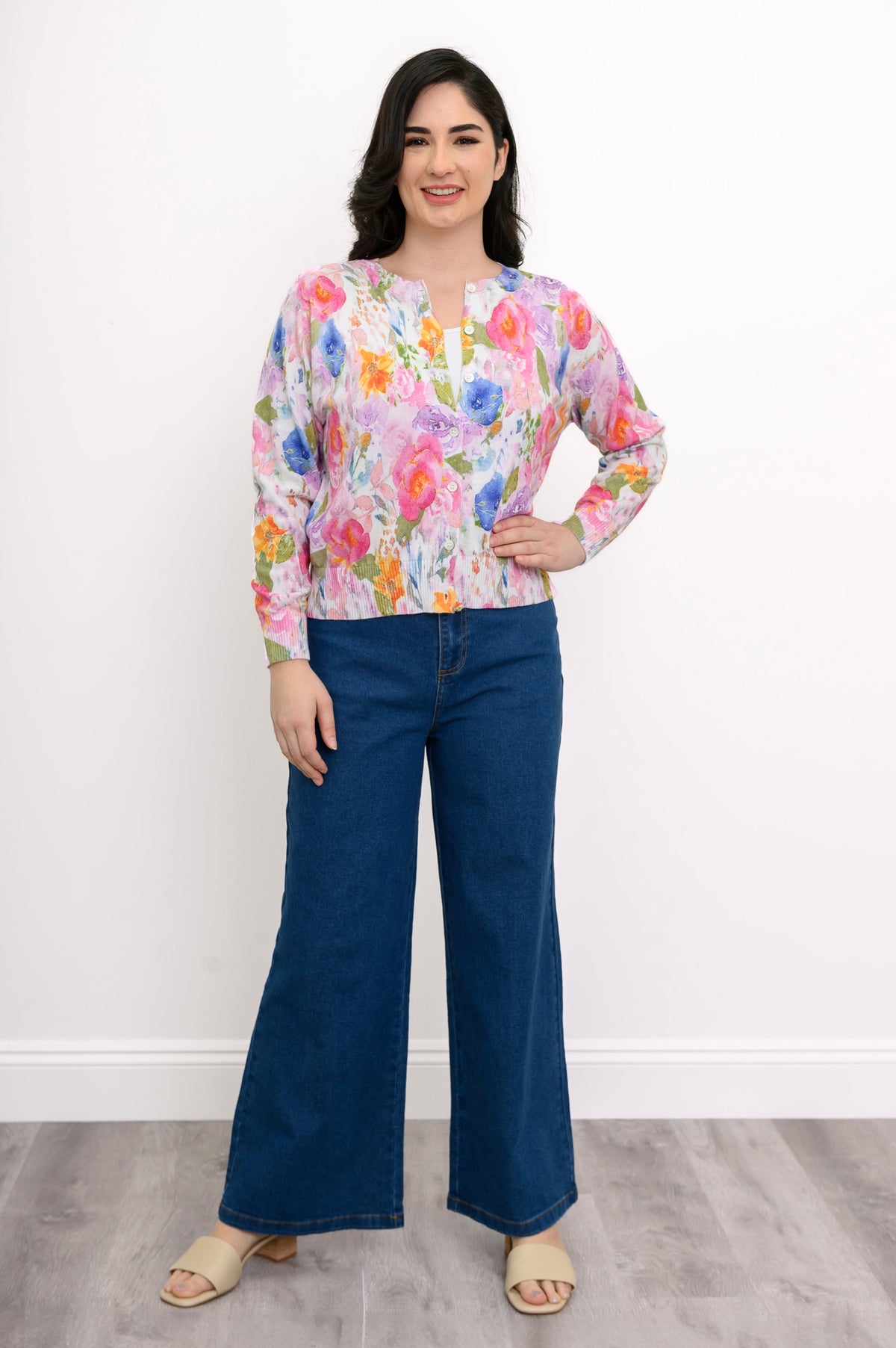 Patti Cardigan, Pink Bouquet, Cotton