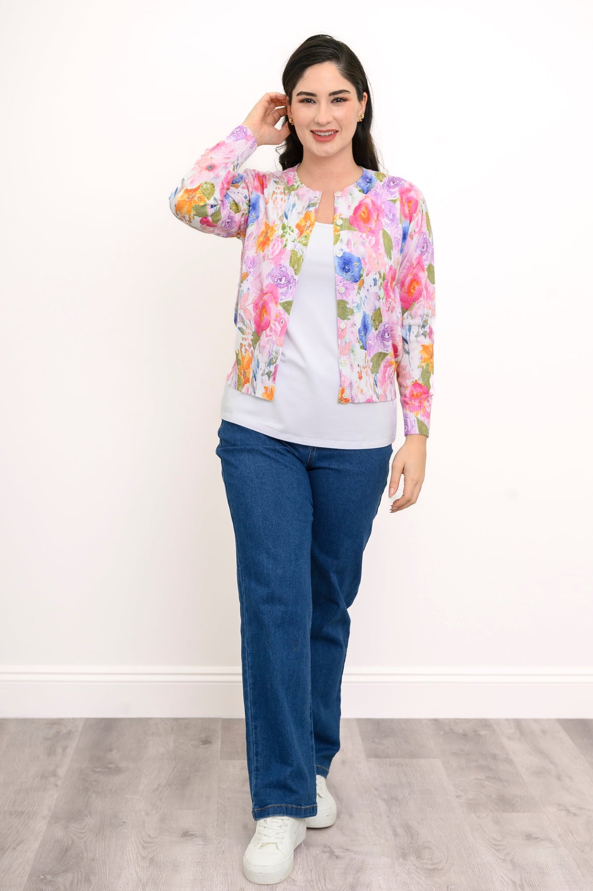 Patti Cardigan, Pink Bouquet, Cotton