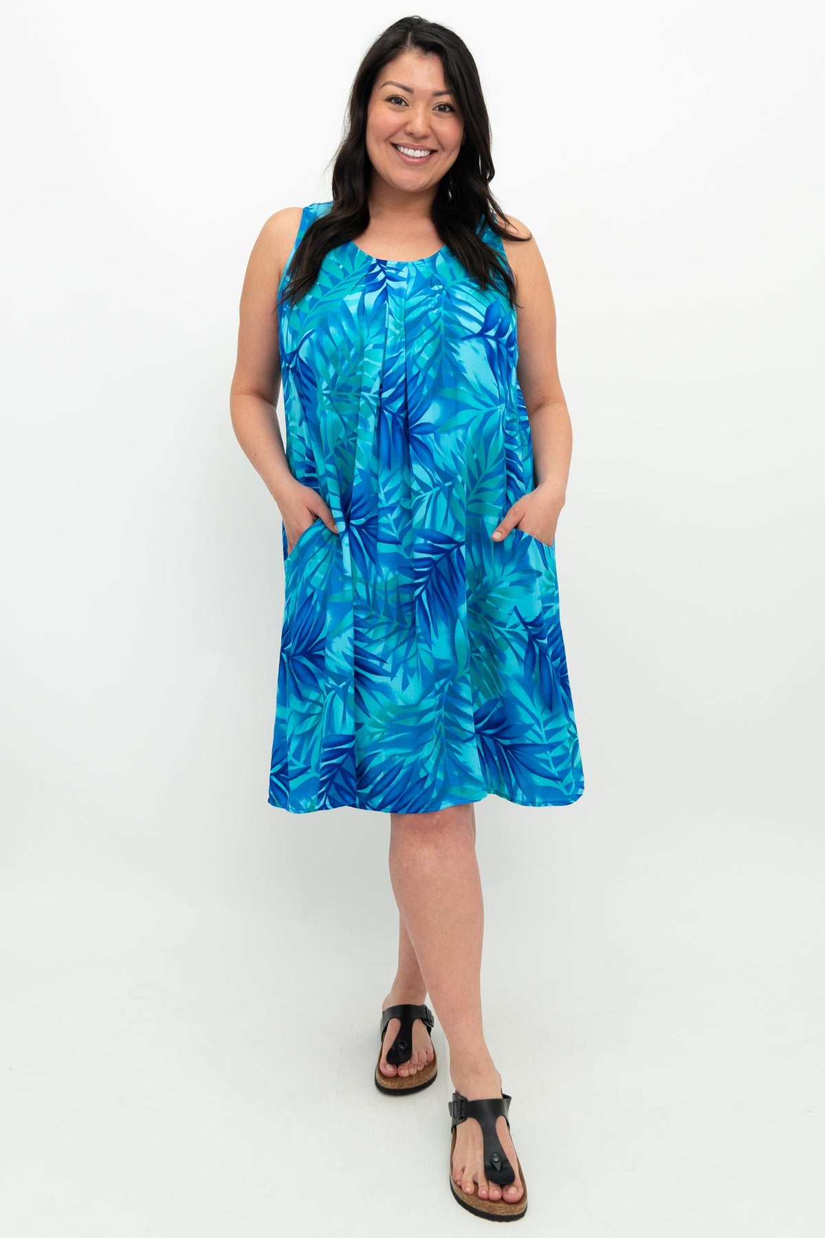 Peachy Dress, Turq Palm