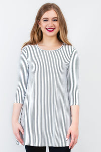 Perfect Tunic, White/Black Small Stripe, Bamboo- Final Sale