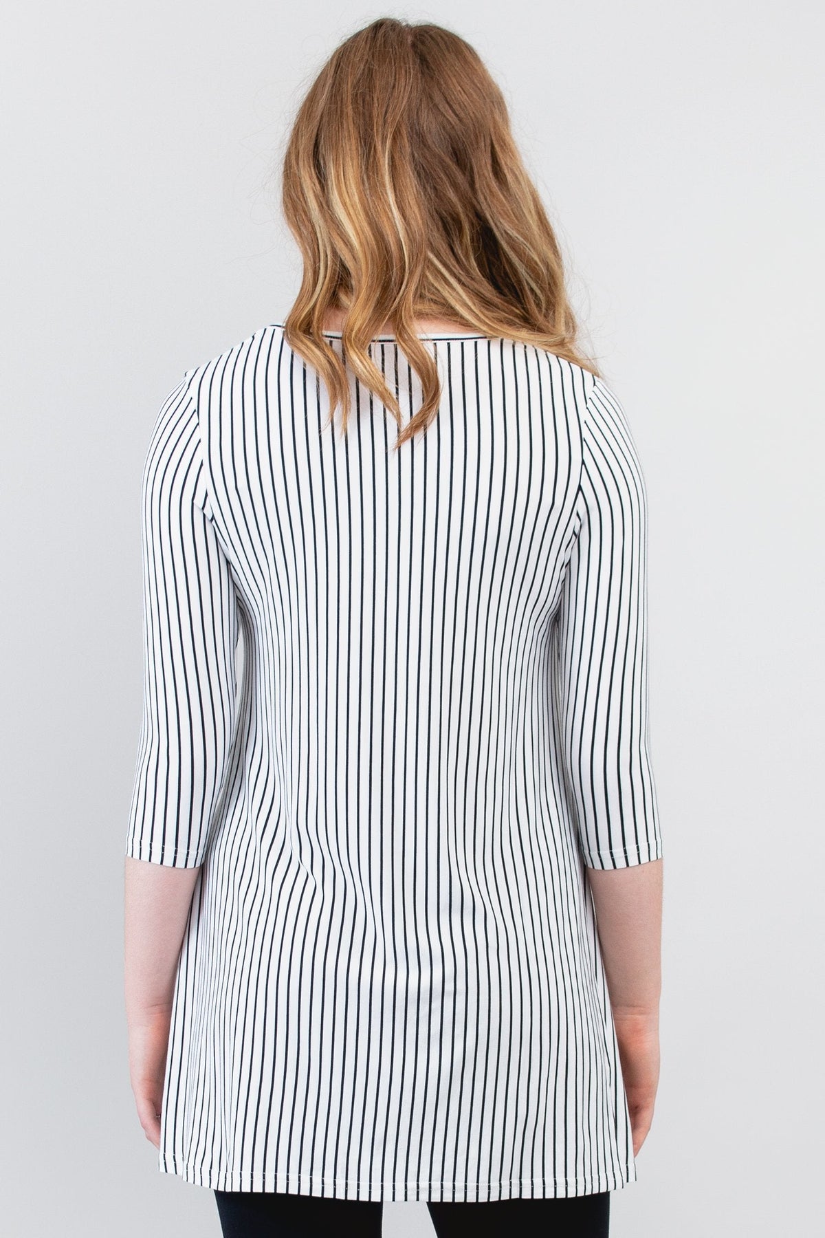 Perfect Tunic, White/Black Small Stripe, Bamboo- Final Sale