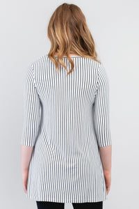 Perfect Tunic, White/Black Small Stripe, Bamboo- Final Sale