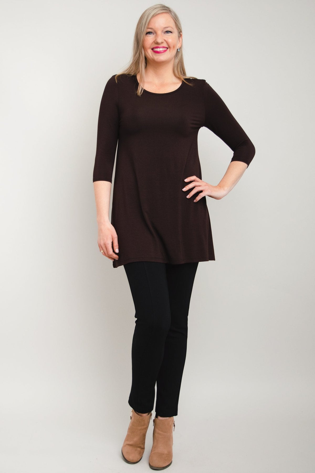 Perfect Tunic, Coffee, Bamboo- Final Sale