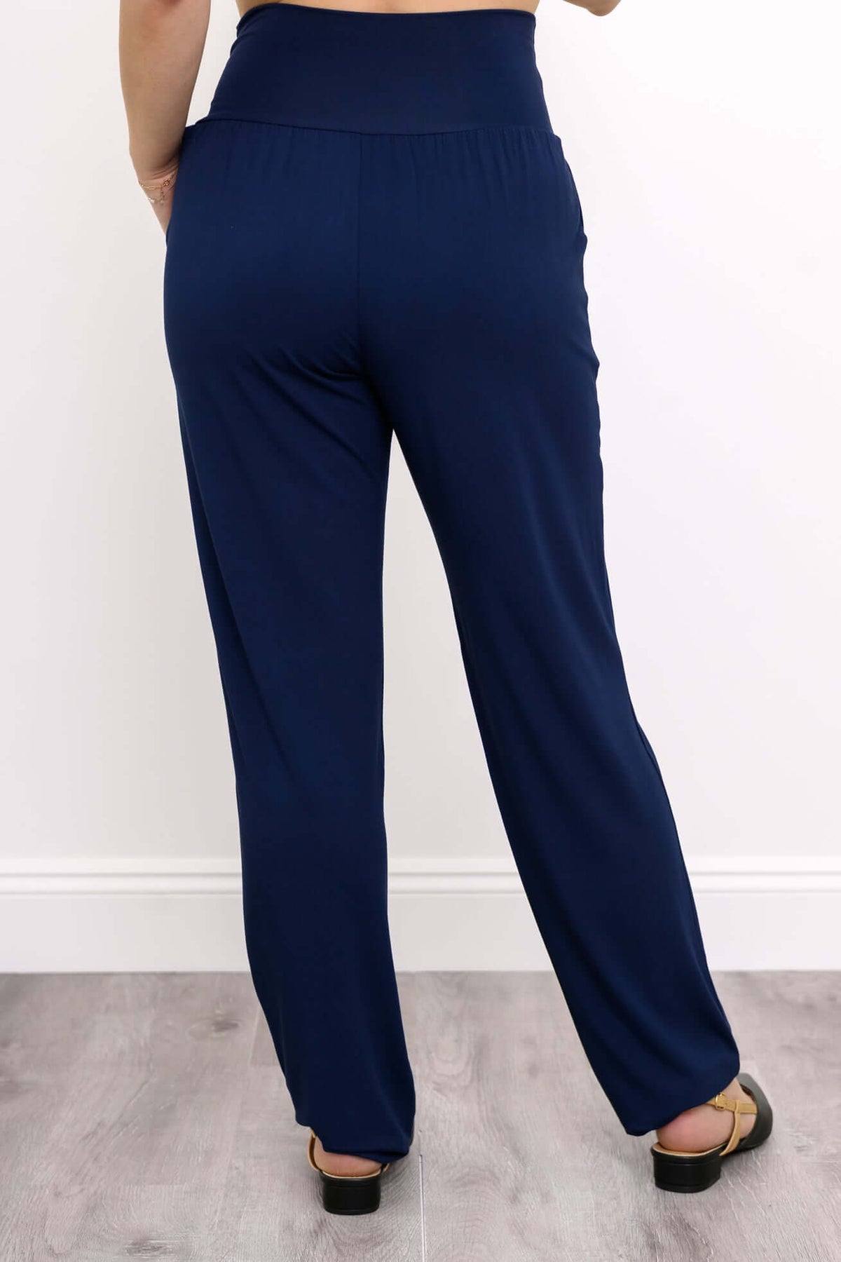 Rear view of Clair Bamboo Pants showing waistband and fit