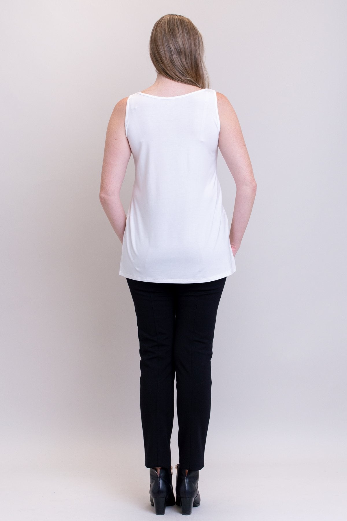 Relaxed Tank, White, Bamboo- Final Sale