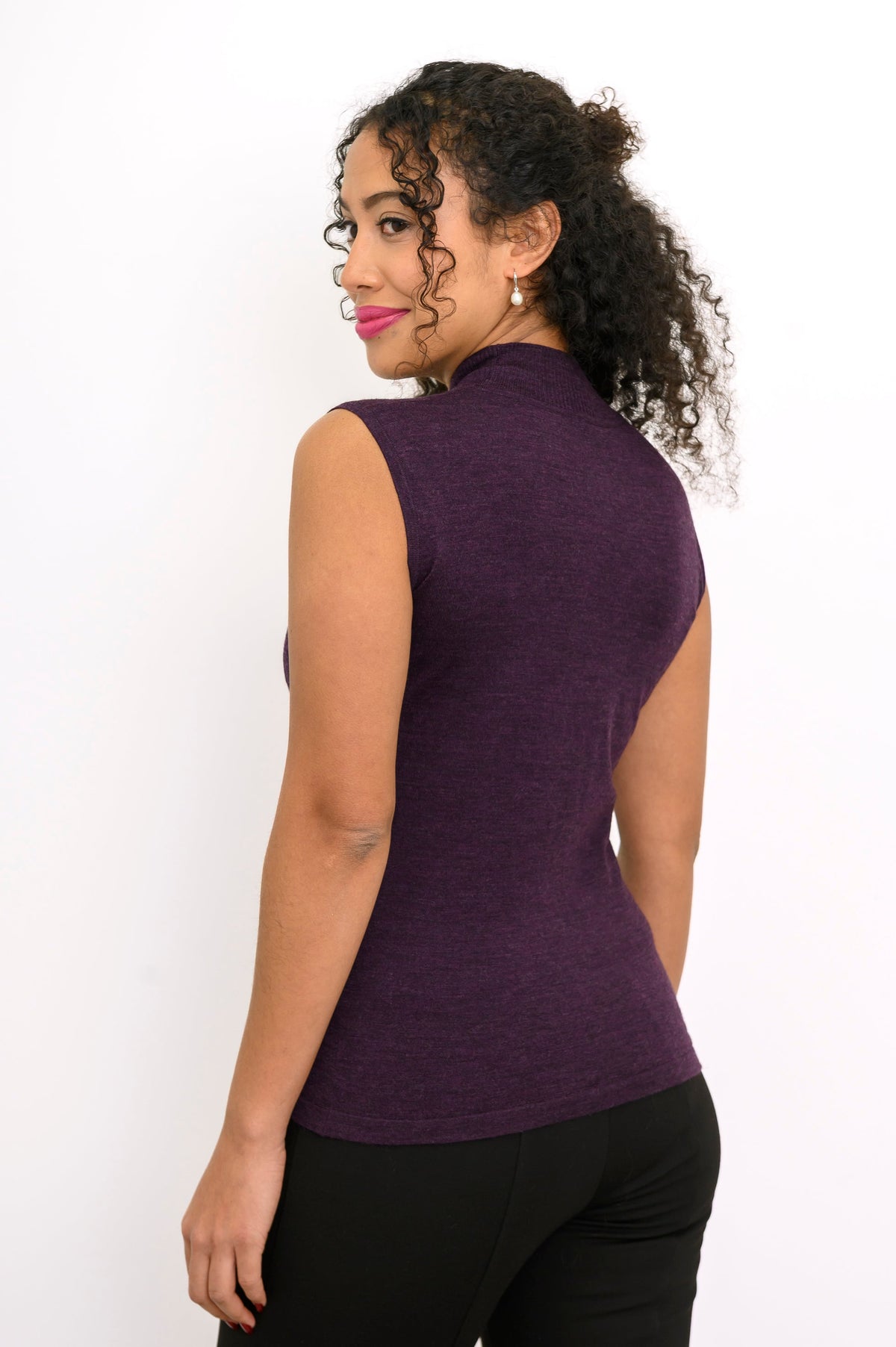 Rita Sweater, Plum, Merino Wool