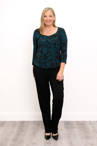 Ritzy 3/4 Top, Teal Boscage, Bamboo