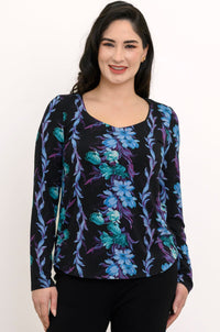 Ritzy Long Sleeve Top, Blue Hour, Bamboo