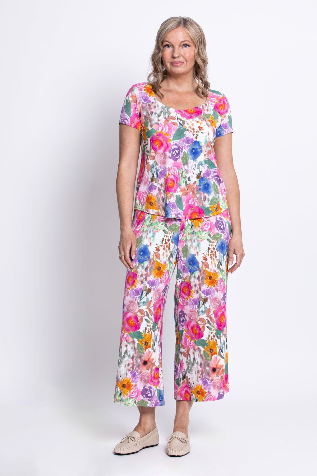 Ritzy S/S Top, Pink Bouquet, Bamboo