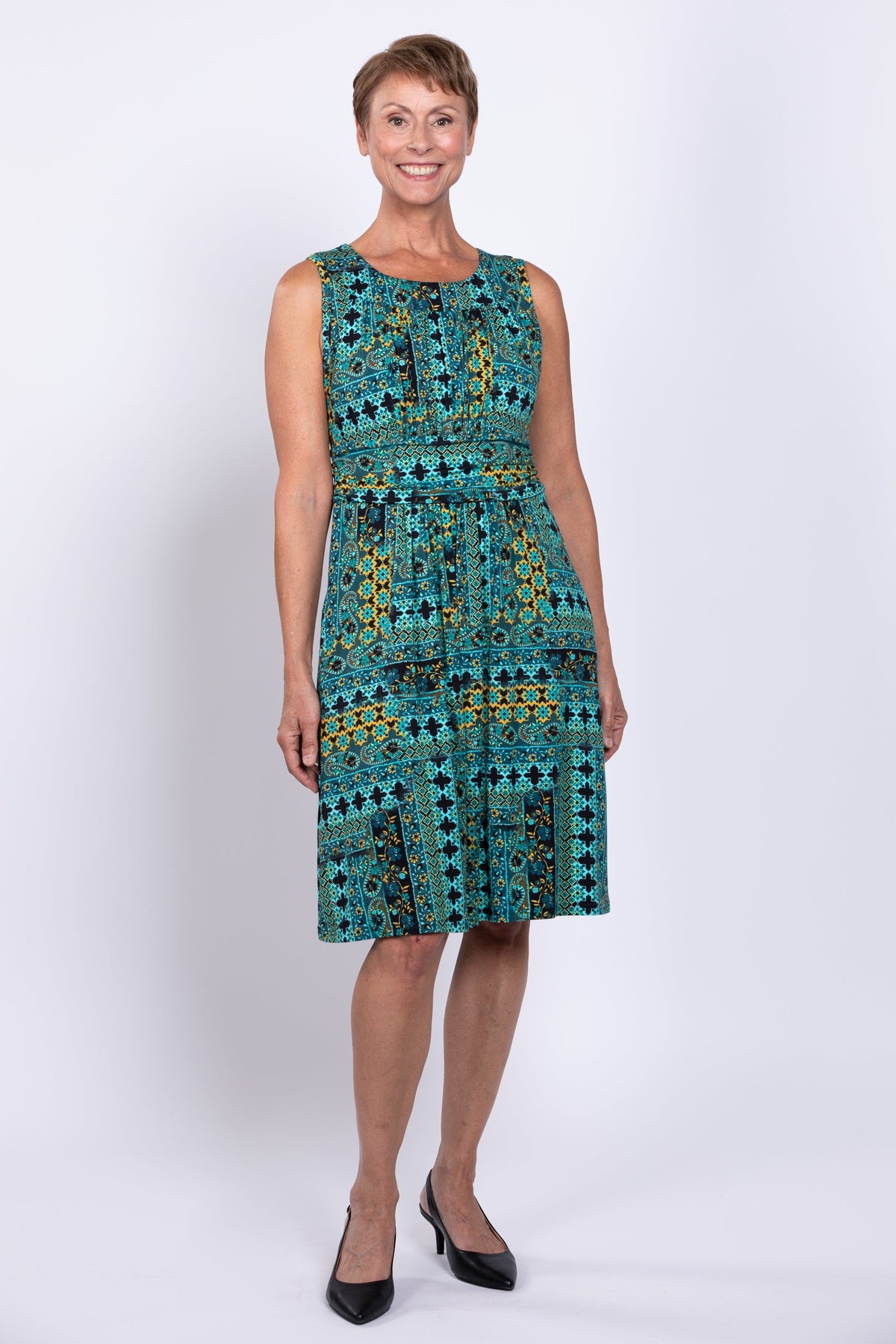 Roam Dress, Teal Ways, Bamboo