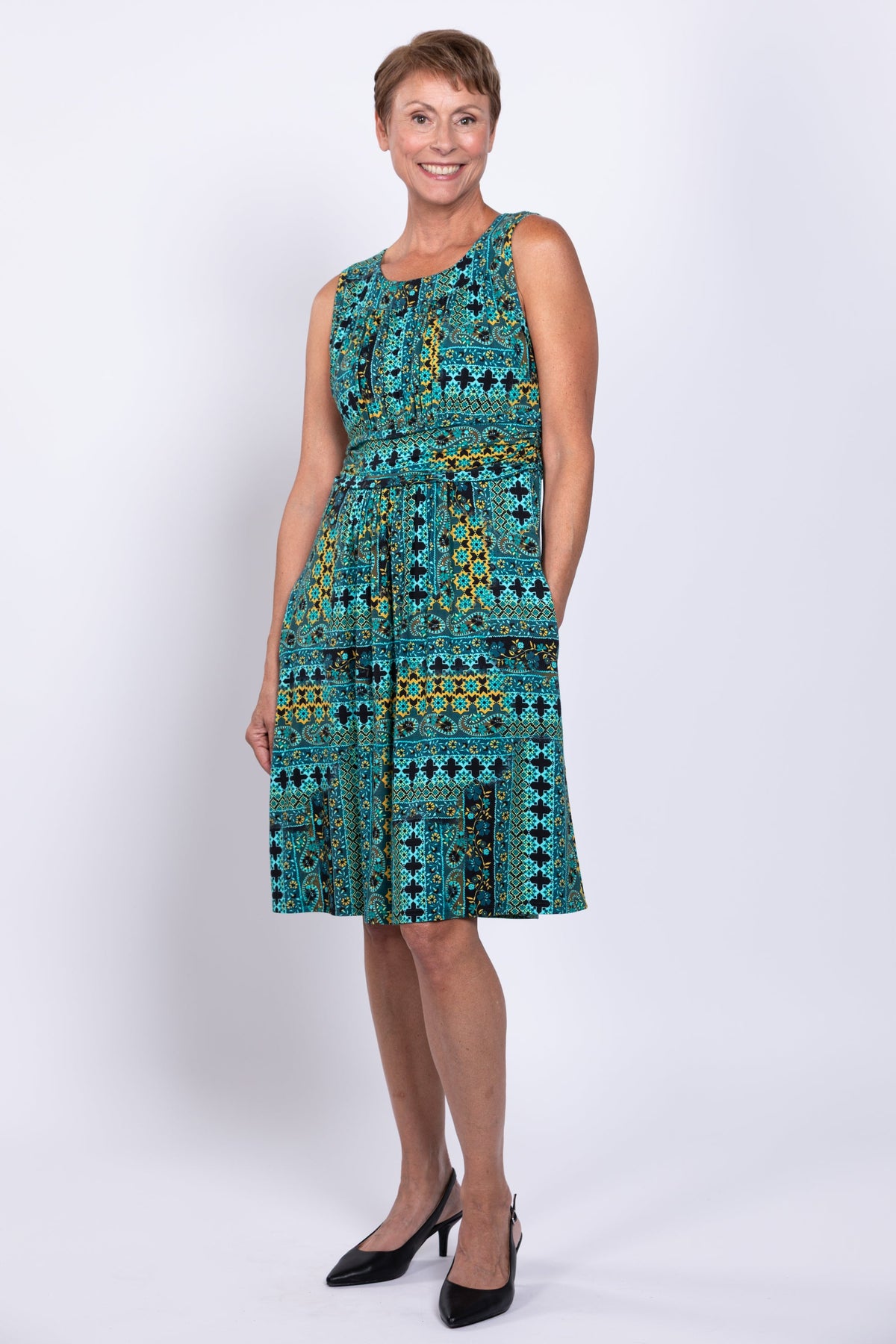 Roam Dress, Teal Ways, Bamboo