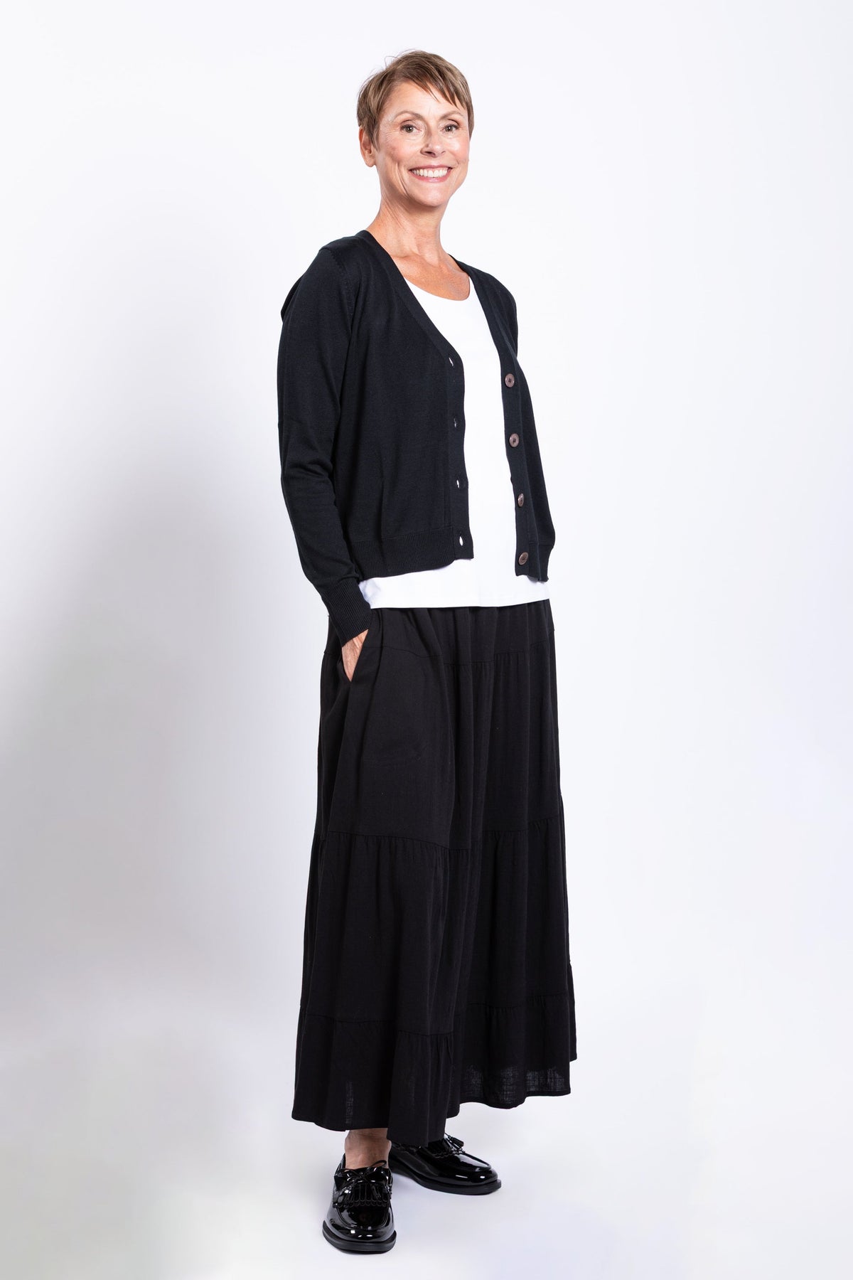 Roma Skirt, Black, Linen Bamboo