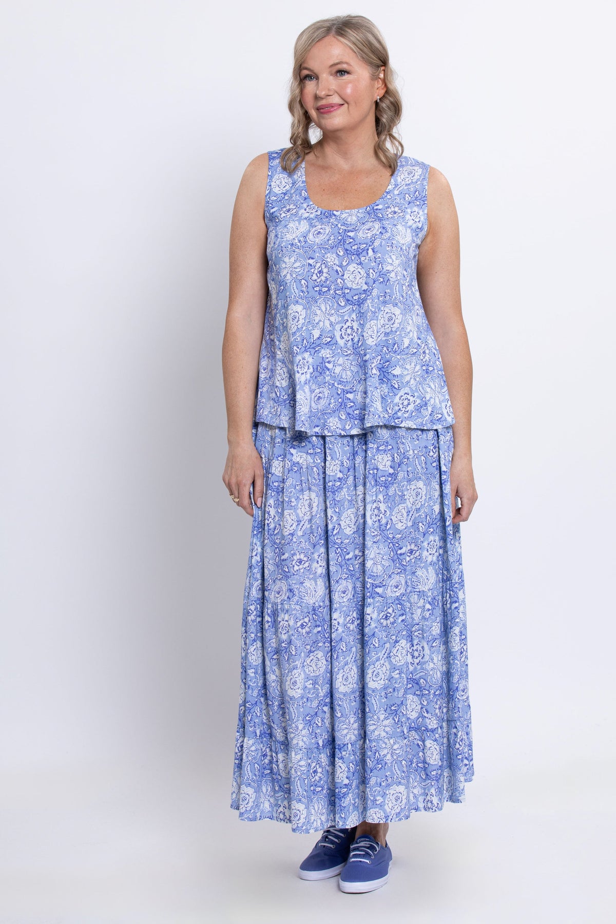 Ginny Tank, Peri Teatime, Linen Bamboo