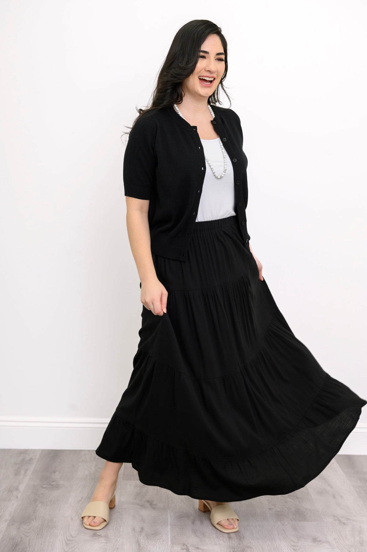 Roma Skirt, Black, Linen Bamboo