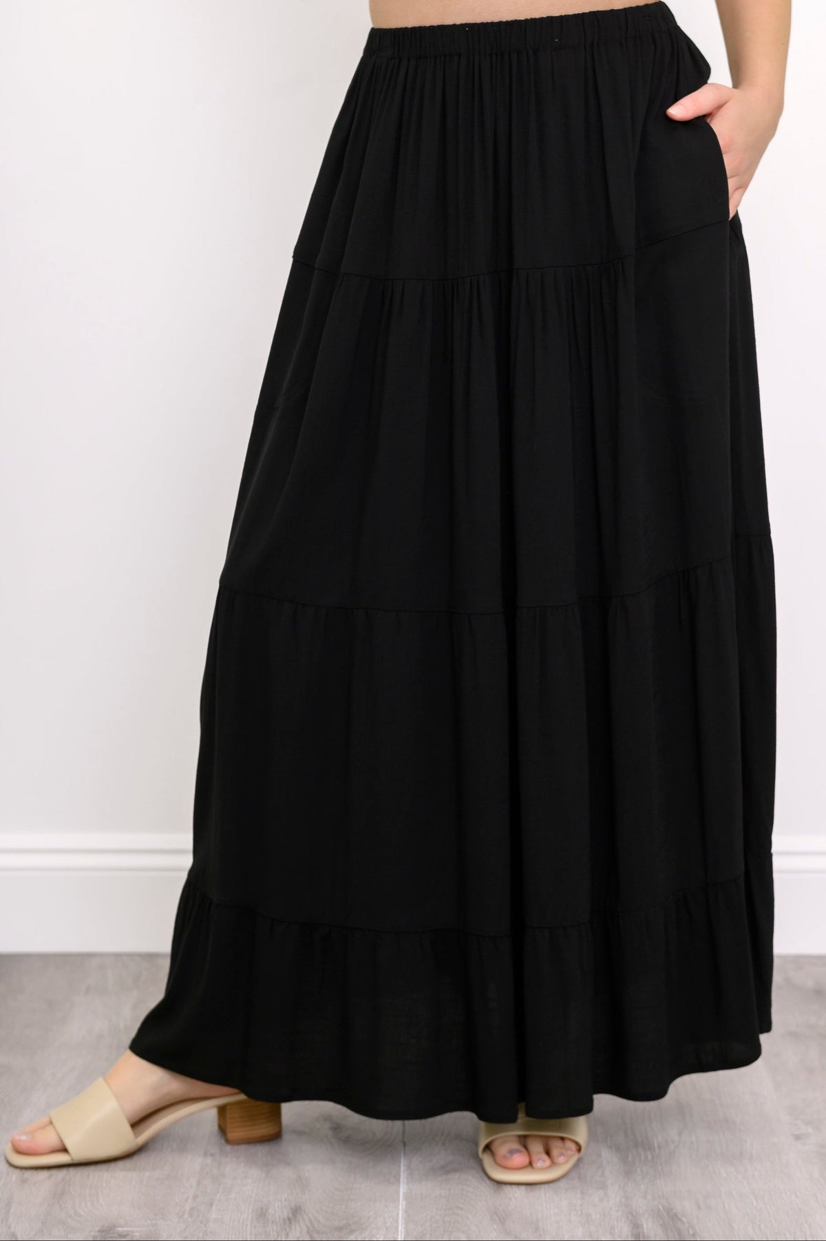 Roma Skirt, Black, Linen Bamboo