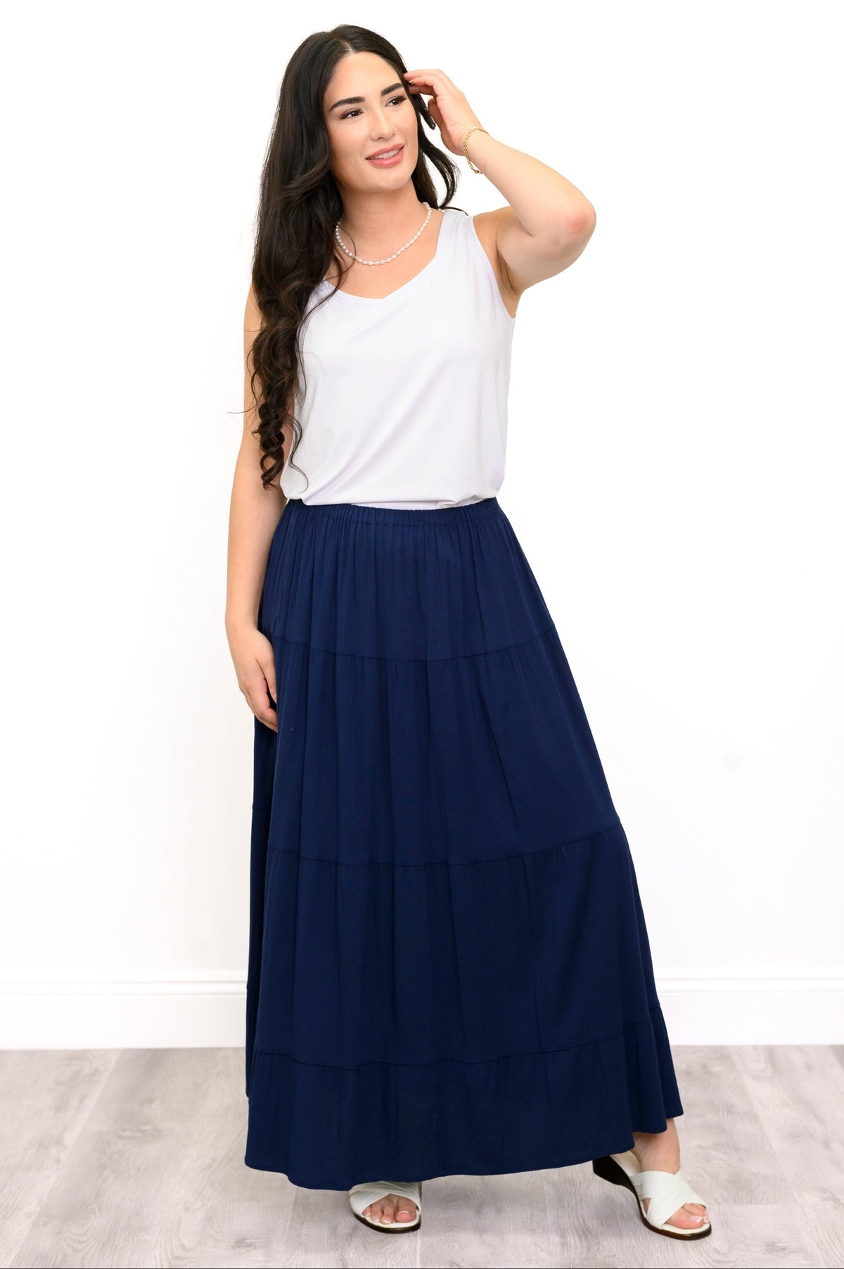 Roma Skirt, Indigo, Linen Bamboo