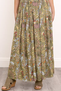 Roma Skirt, Khaki Primavera, Linen Bamboo