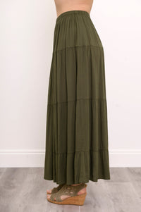 Roma Skirt, Khaki, Linen Bamboo