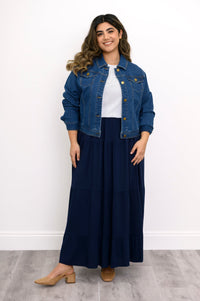 Roma Skirt,  Indigo, Linen Bamboo