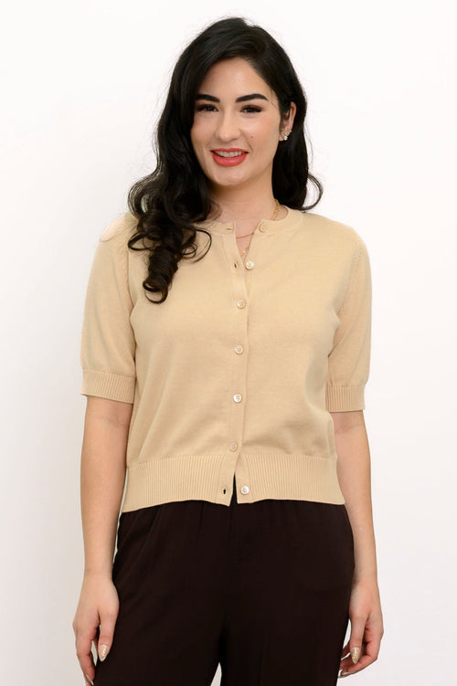 Shen Cardigan, Beige, Cotton