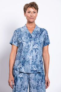 Samantha Blouse, Indigo Escape, Linen Bamboo