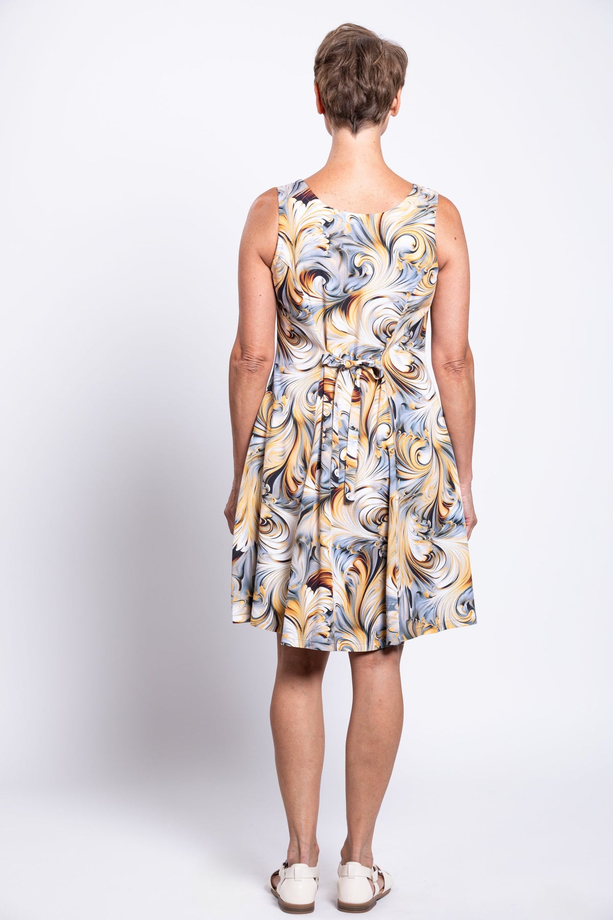 Sara Dress, Coffee Marble, Rayon