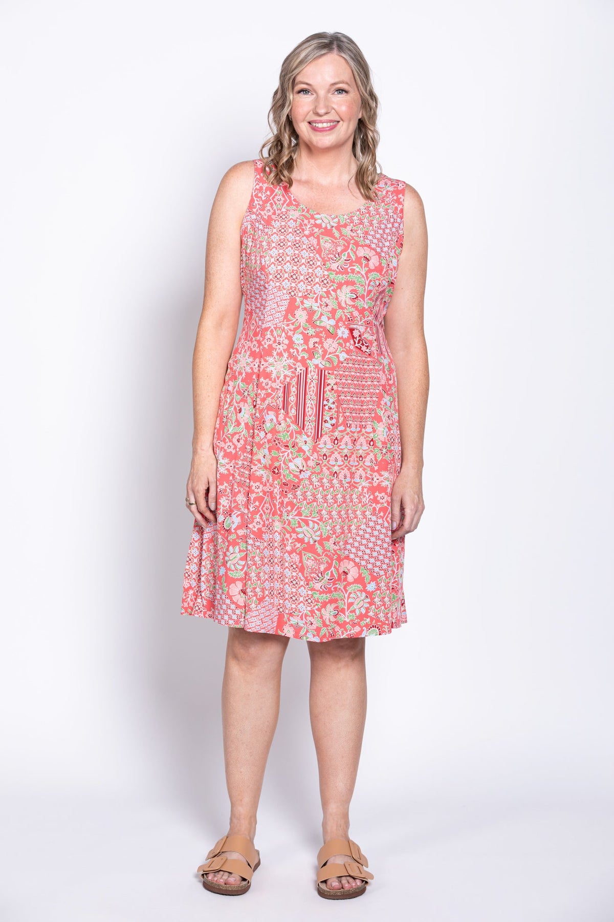Sara Dress, Red Mosaic