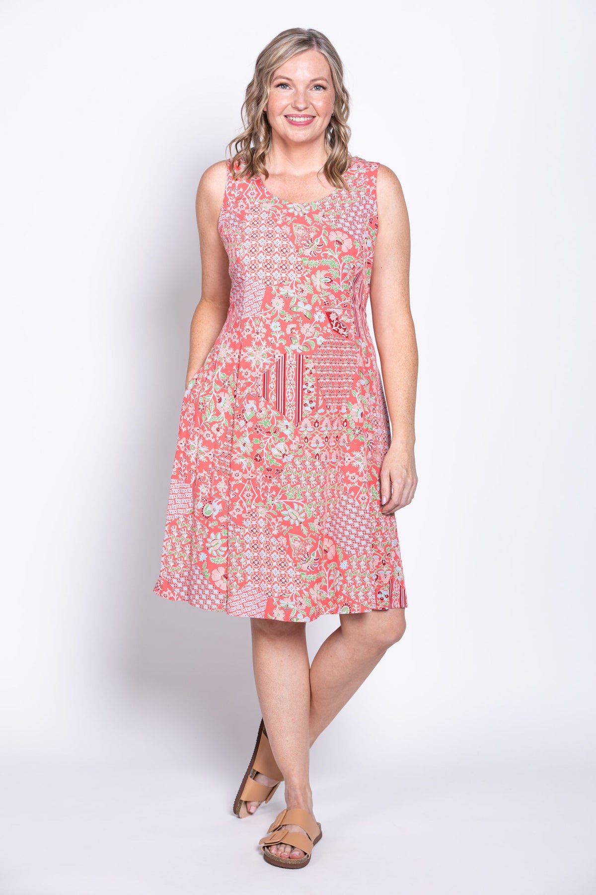 Sara Dress, Red Mosaic