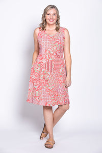Sara Dress, Red Mosaic