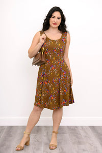 Sara Dress, Sand Pansy, Linen Bamboo