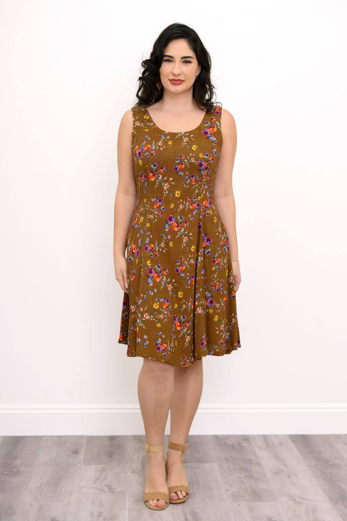 Sara Dress, Sand Pansy, Linen Bamboo