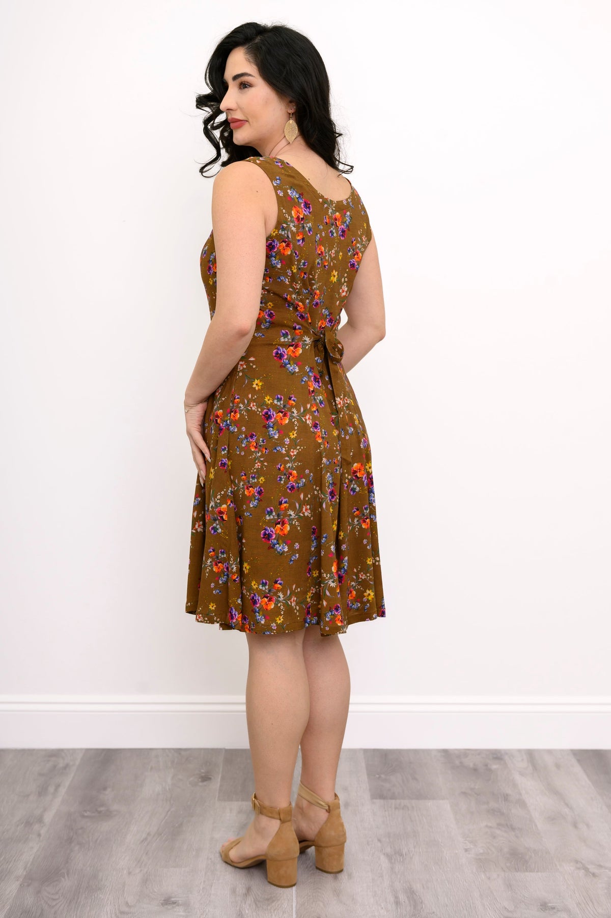 Sara Dress, Sand Pansy, Linen Bamboo