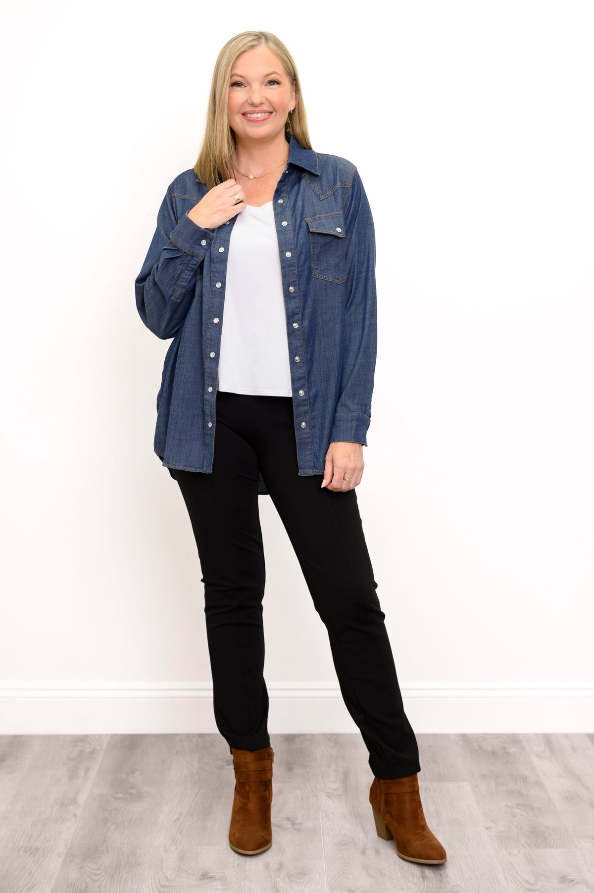 Sara Jane Blouse, Dark Denim