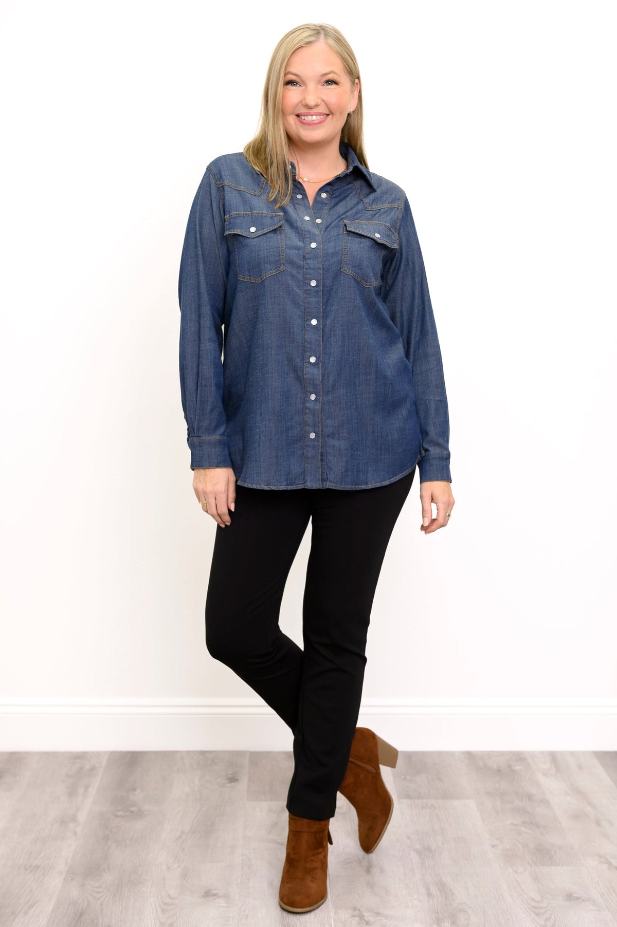 Sara Jane Blouse, Dark Denim