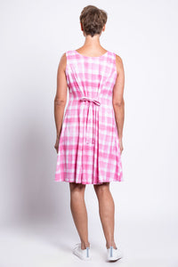 Sara Dress, Pink Plaid, Linen Bamboo