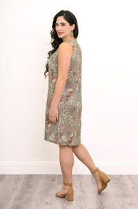 Scarlette Dress, Khaki Primavera, Linen Bamboo