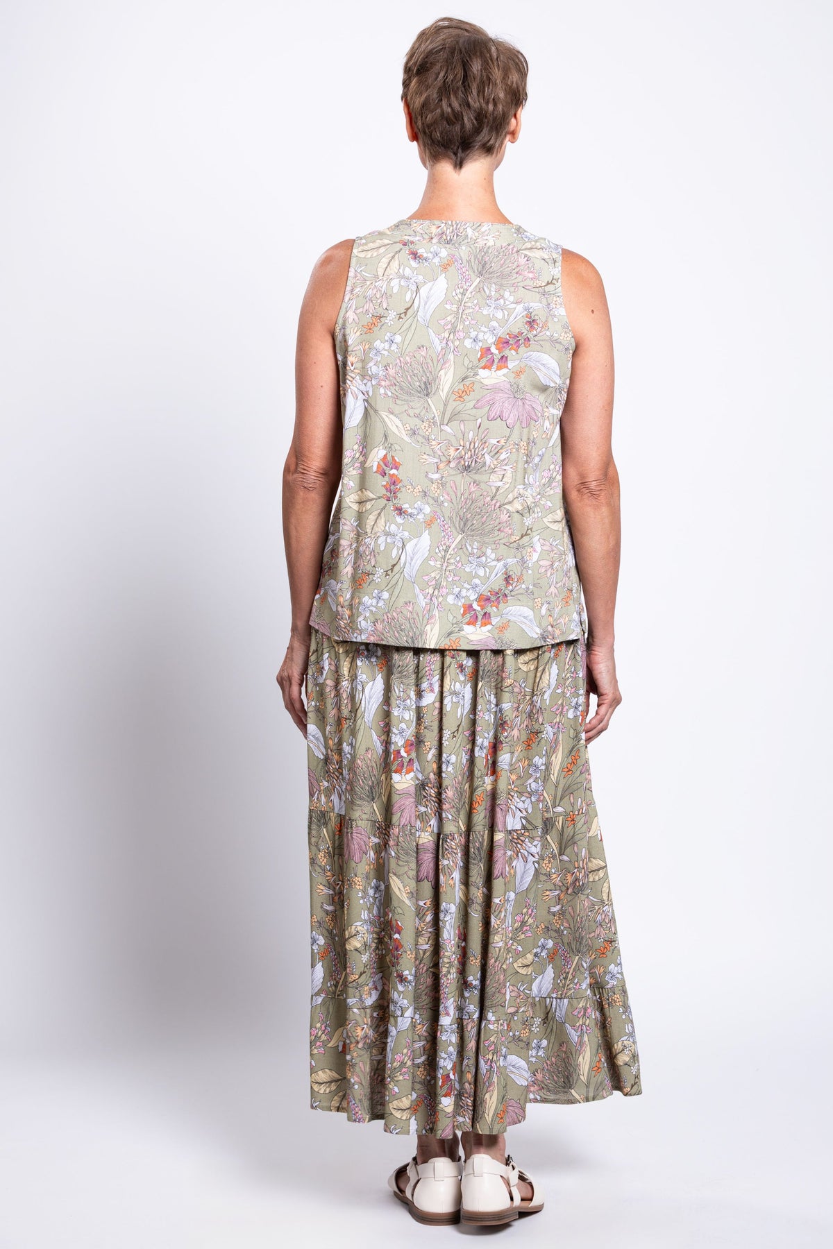 Scarlette Tank, Khaki Primavera, Linen Bamboo