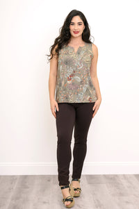 Scarlette Tank, Khaki Primavera, Linen Bamboo