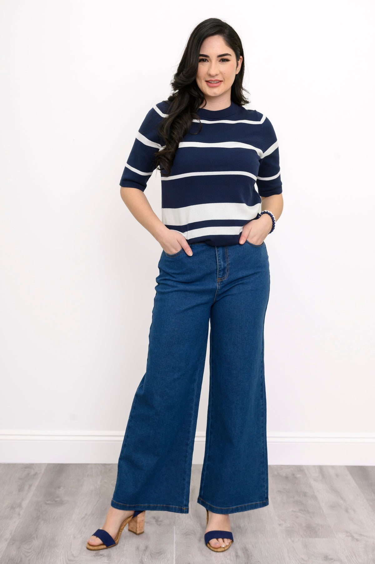 Serena Sweater, Nautical Stripe, Cotton