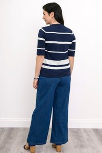Serena Sweater, Nautical Stripe, Cotton
