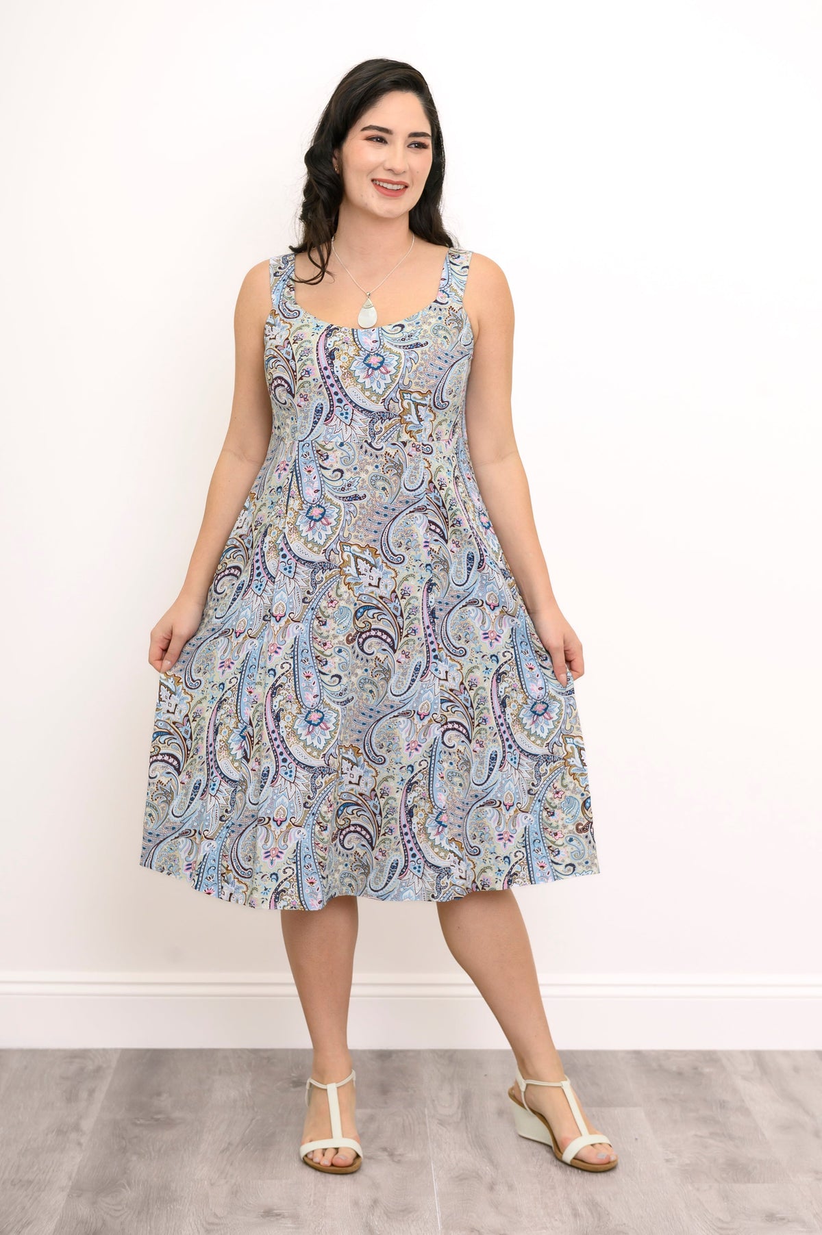 Shauna Dress, Denim Parade, Linen Bamboo