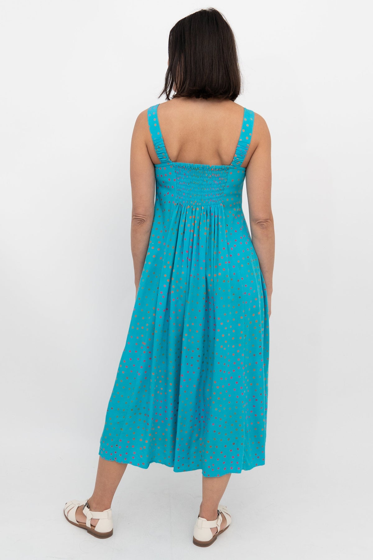 Shauna Dress, Turq Polka