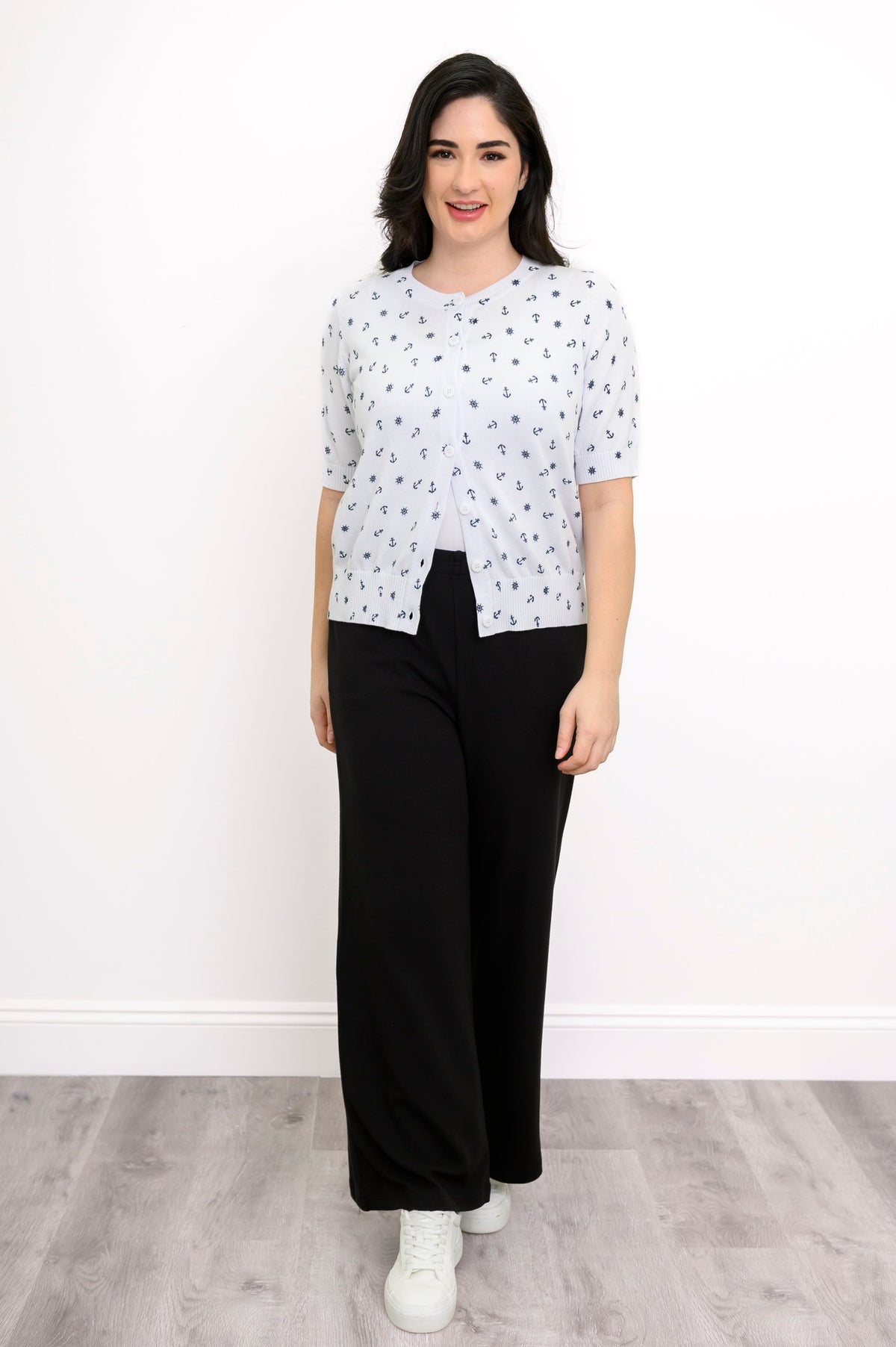 Shen Cardigan, White Anchor, Cotton